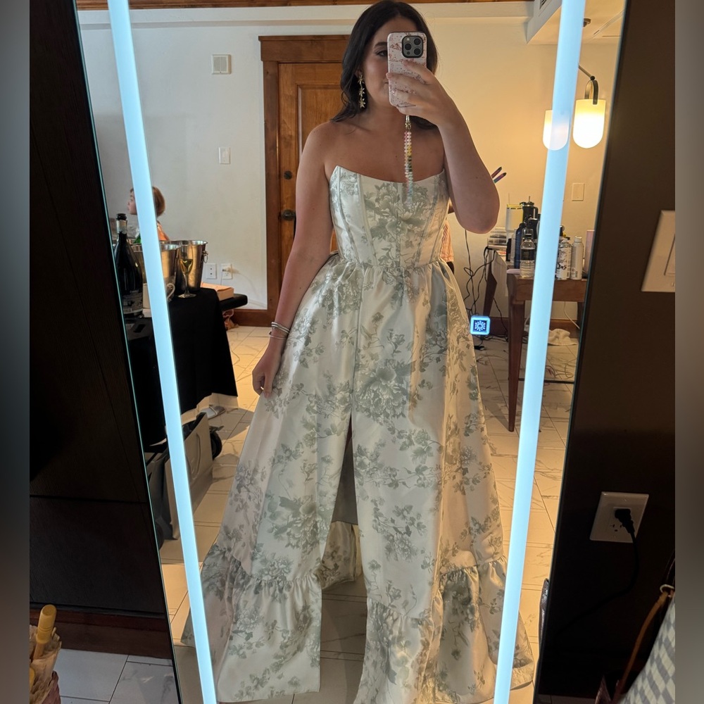 DESSY Floral Strapless Bustier Bodice Gown